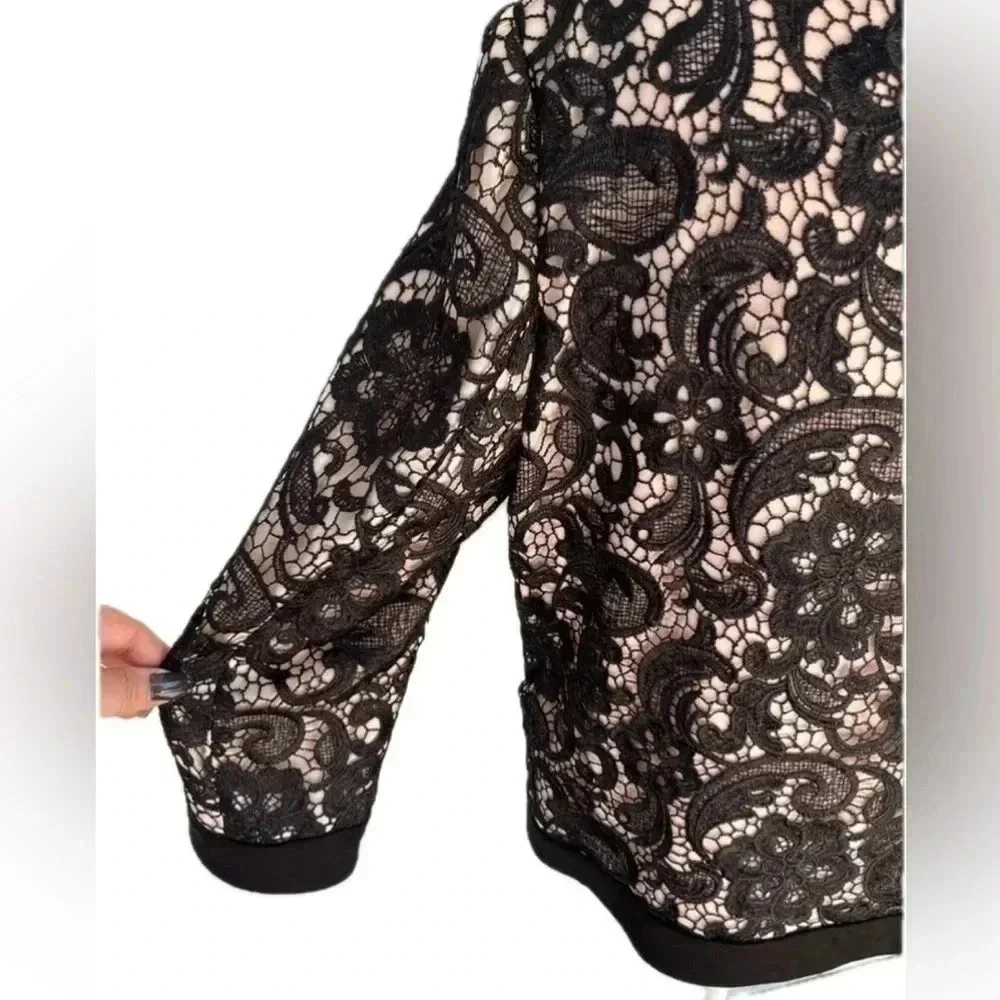 Boston Proper lace overlay elegant lined jacket - size L - Picture 6 of 12